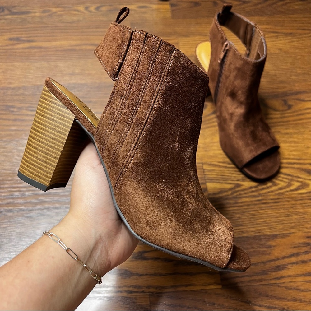 A.n.a. Chocolate Brown Peep Toe Bootie size 8.5